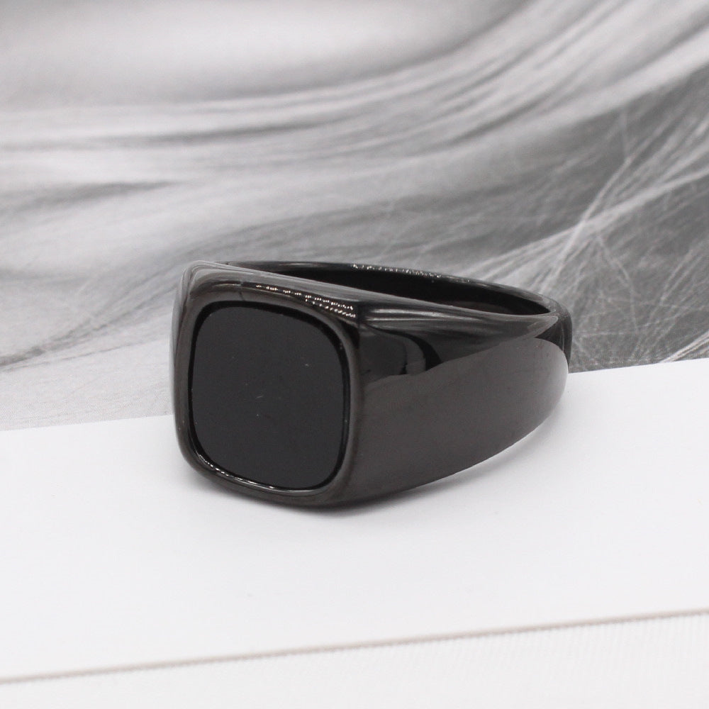 Men's Small Square Retro Trendy Punk Stainless Rings