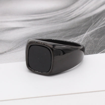 Men's Small Square Retro Trendy Punk Stainless Rings