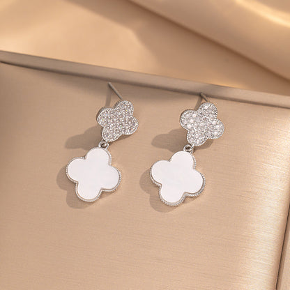 Fashionable Clover Zircon Flower Love Bear Ear Earrings