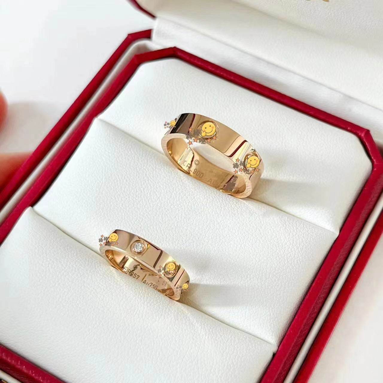 Gold-plated Screw Pattern Wide Narrow Single Rings