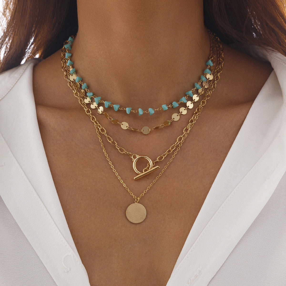 Women's Ornament Retro Ethnic Style Turquoise Clavicle Necklaces