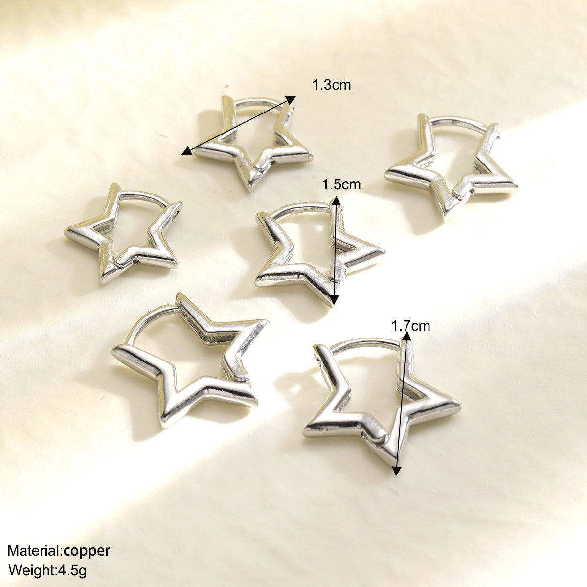 Stylish Simple Versatile Cold Wind Five-pointed Earrings