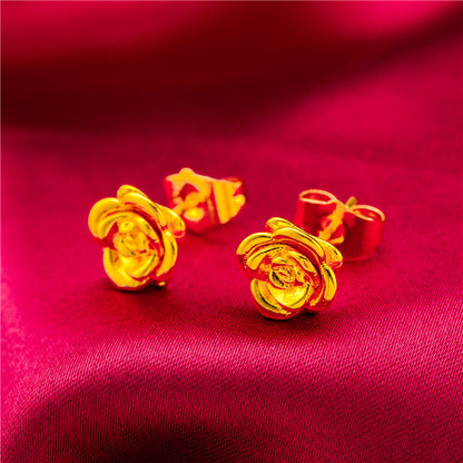 Gold-plated Fancy Vietnam Placer Gold Glazed Surface Earrings