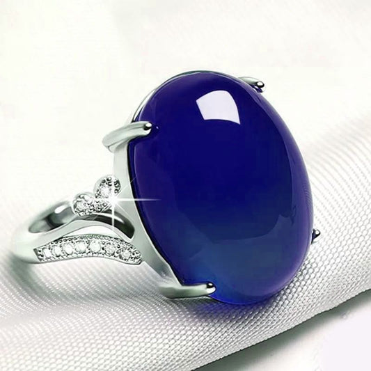 Sier Plated Inlaid Imitation Canary Stone Rings
