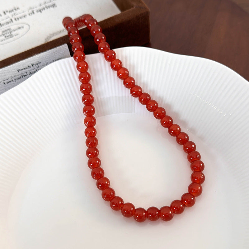 Chinese Style Red Beaded Accessories High Necklaces