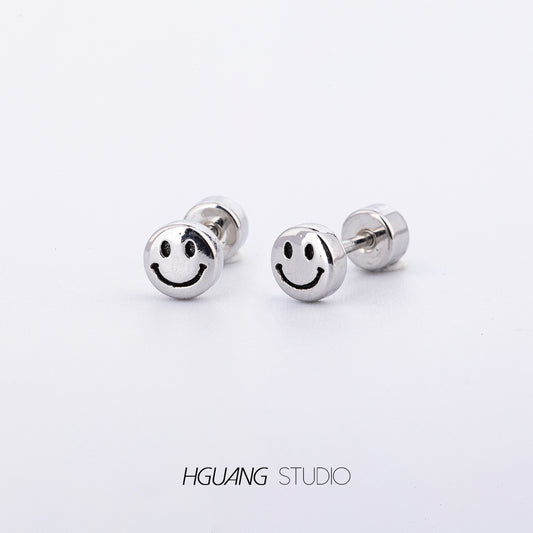 Steel Gold Micro Inlaid Zirconium Ear Bone Plain Earrings