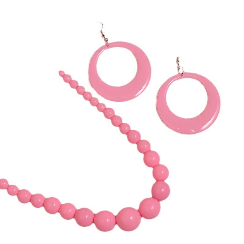 Women's Color Beads Acrylic Vintage Beaded Hollow Necklaces