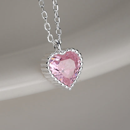 Hearts Zircon Clavicle Chain Spring Pink Necklaces