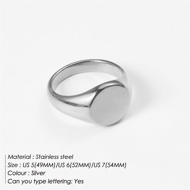 Women's Lettering Geometric Round Fashion Stainless Steel Rings