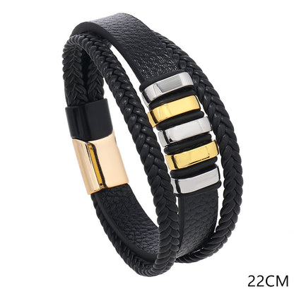 Men's Ornament Woven Leather Simple Fashion Magnetic Bracelets