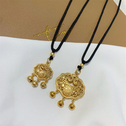 Women's Longevity Lock Vietnam Placer Gold Ancient Necklaces