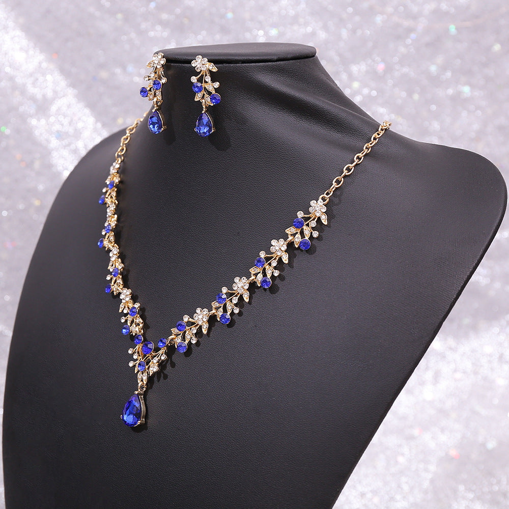 Crystal Water Drop Two-piece Set Bride Wedding Necklaces