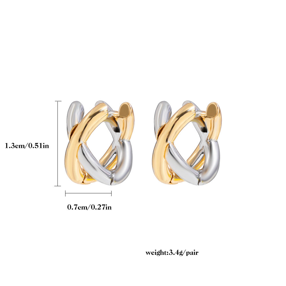 Circle Simple Elegant Gold Sier Two-color Earrings