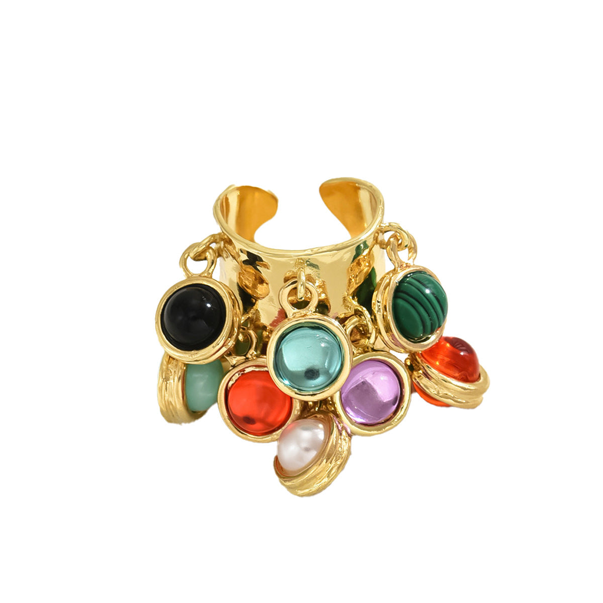 Women's Interest Light Luxury Style Open Adjustable Personality Inlaid Color Rings