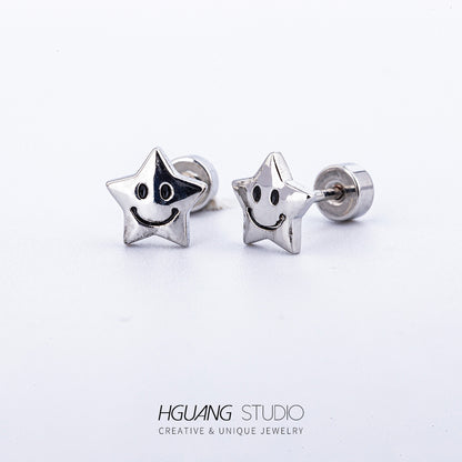 Steel Gold Micro Inlaid Zirconium Ear Bone Plain Earrings