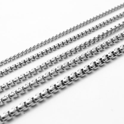 Women's & Men's Steel Square Pearl Titanium Ornament Chain Necklaces