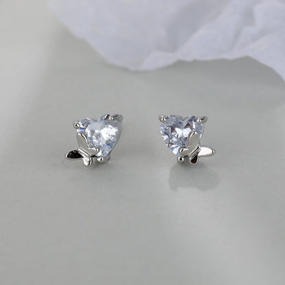 Loving Heart Zircon Summer Fresh Pastoral Earrings