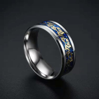 Titanium Steel Vintage Dragon Pattern Piece Rings