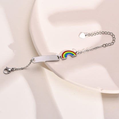 Women's & Children's Steel Rainbow Curved For Titanium Engraved Bracelets