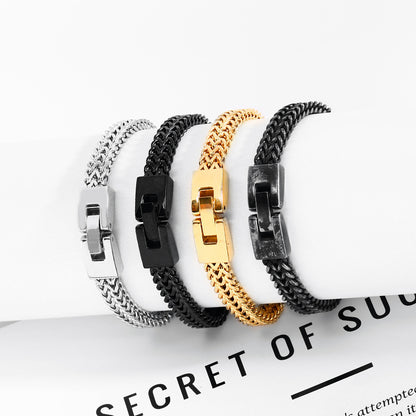 Men's Stainless Steel Positive Negative Gold Fashion Simple Bracelets