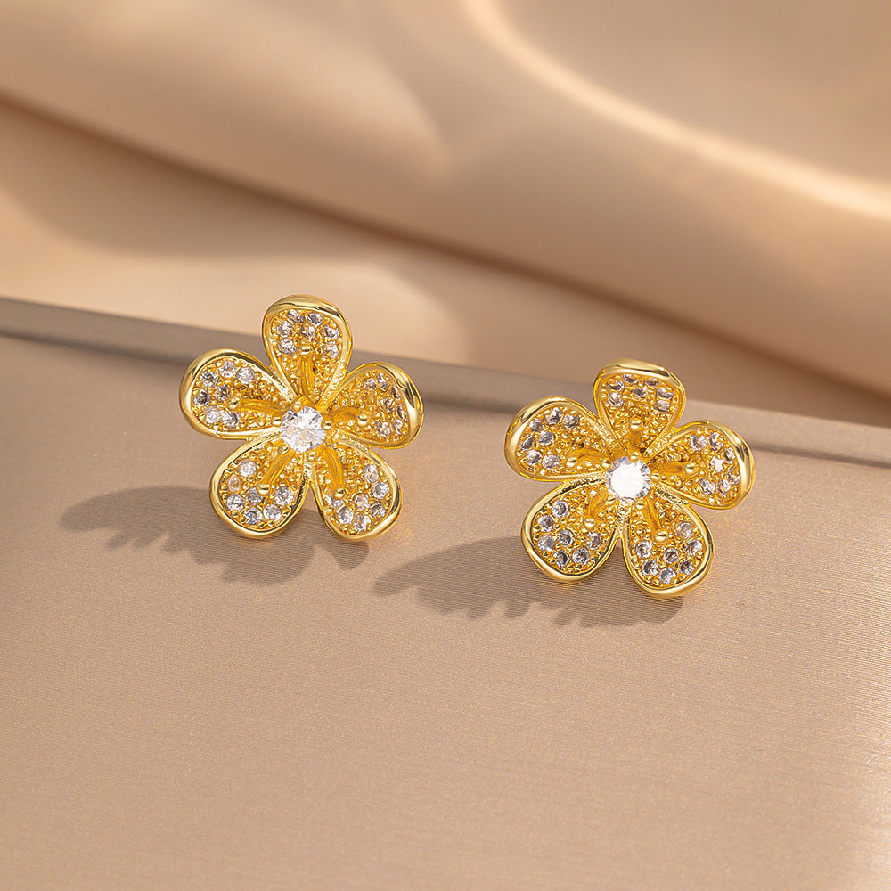 Fashionable Clover Zircon Flower Love Bear Ear Earrings