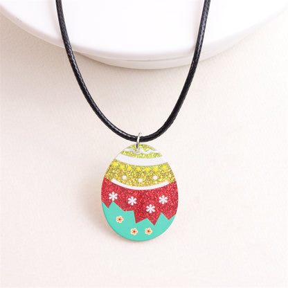 Egg Rabbit Colorful Printed Acrylic Personality Necklaces