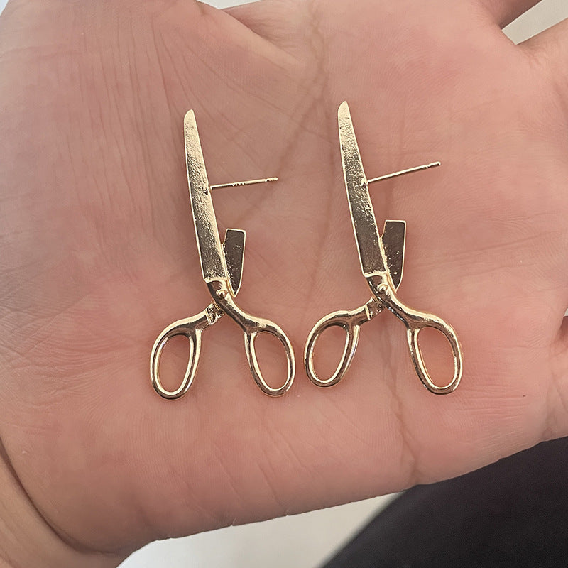 Women's Coffee Yi Fashion Creative Retro Scissors High Earrings