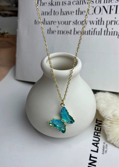 Glass Crystal Butterfly Ear Female Clavicle Necklaces