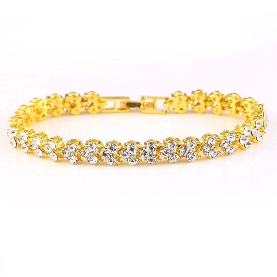 Roman Crystal Natural Zircon Full Diamond Bracelets