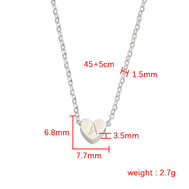 Heart Shaped Corrosion English Letter Small Necklaces