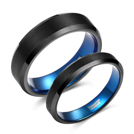Ornament Simple Brushed Unisex Bevel Tungsten Rings