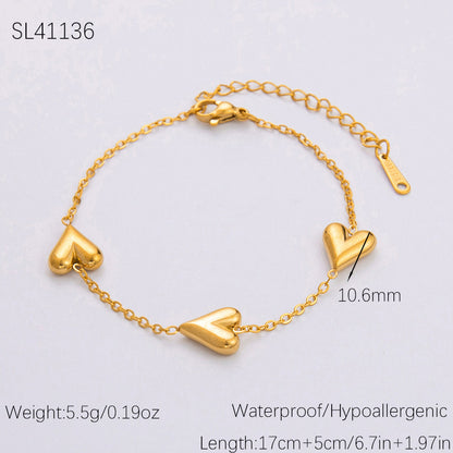 Women's Popular Niche Heart-shaped Stainless Steel Minimalist Bracelets