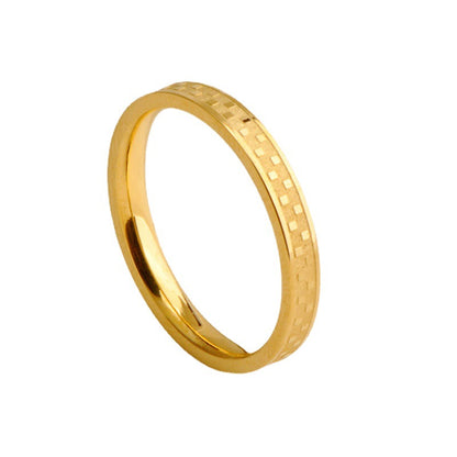 Inner Ball Checkerboard Style Minimalist Gold Rings