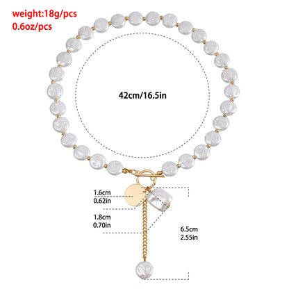 Baroque Imitation Flat Pearl Cold Style Tassel Necklaces