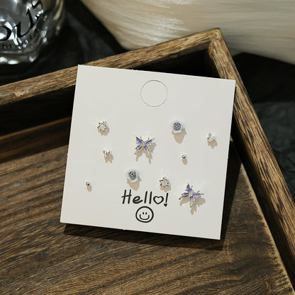 Sier Needle Small Delicate Ear Niche Suit Fresh Earrings