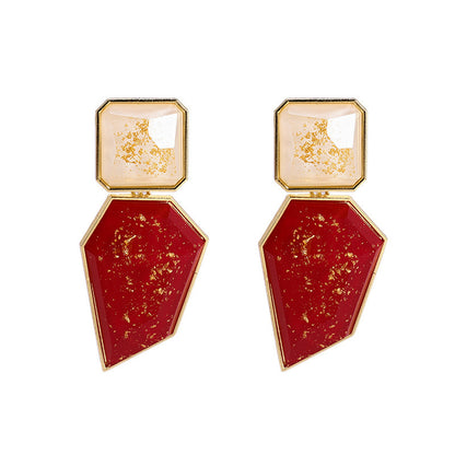 Retro Irregular Rectangular Elegant Geometric Gold Earrings