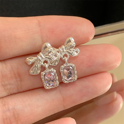 Women's Korean Style Zircon Butterfly Pearl Sier Needle Light Luxury Earrings