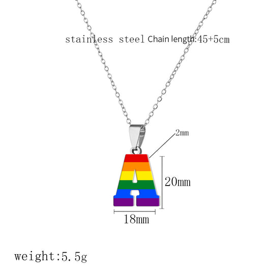 Women's Color Rainbow Letter Printing Titanium Steel Stainless Pendants