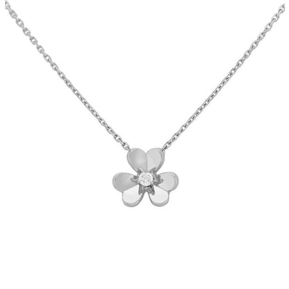 Quality Three Clover Female Full Diamond Petals Rose Gold Necklaces