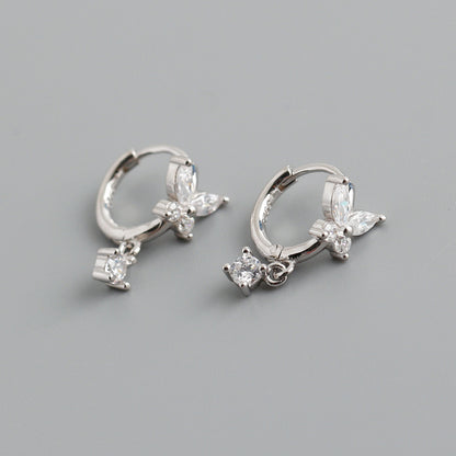 Diamond Sier Ear Clip Gold Personality Earrings