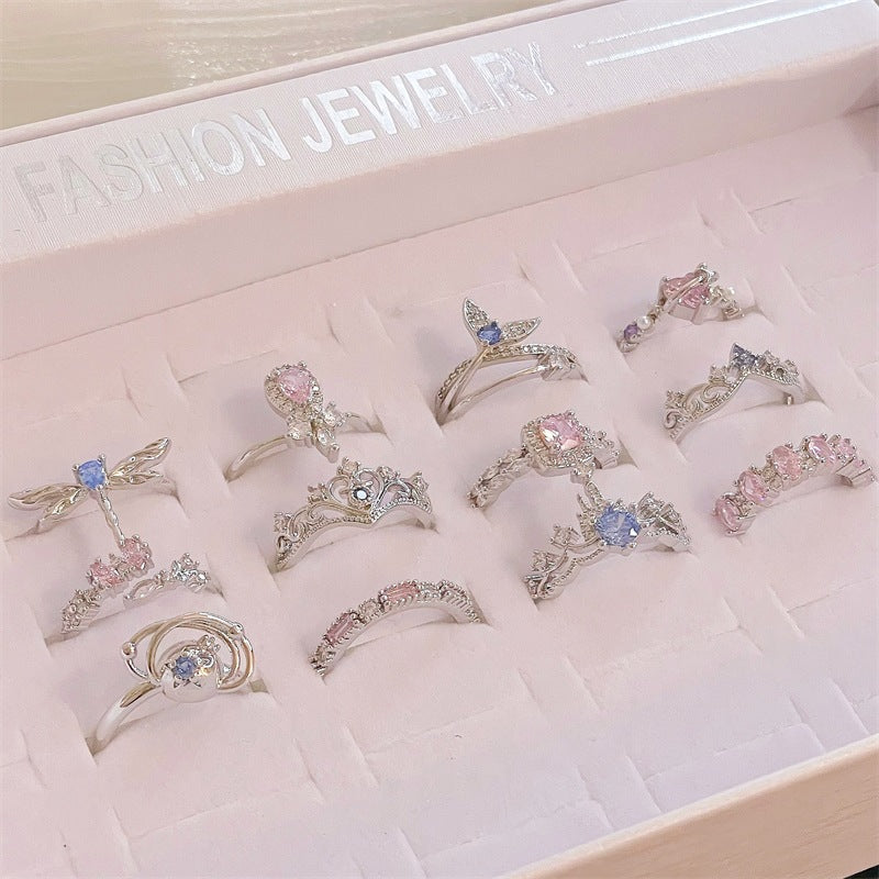 Pink Zircon Aquamarine Series Colored Gems Rings