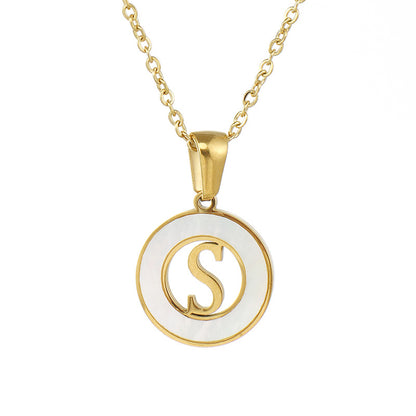 Hollow Titanium Steel Metal English Letter Female Necklaces