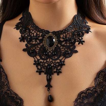 Gothic Style Halloween Party Geometric Lace Necklaces