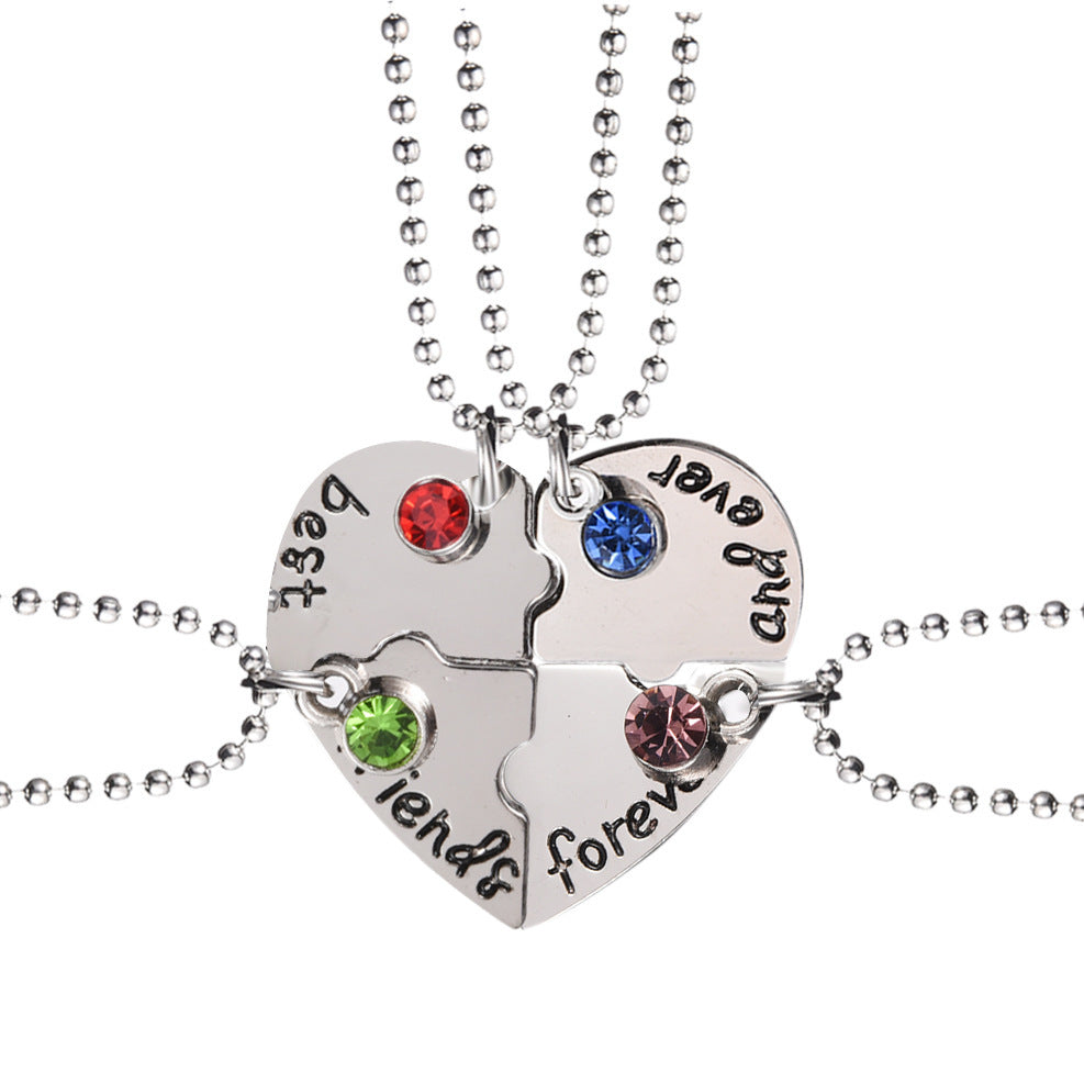 Cool Beautiful Ornament Heart-shaped Square Girlfriends Necklaces