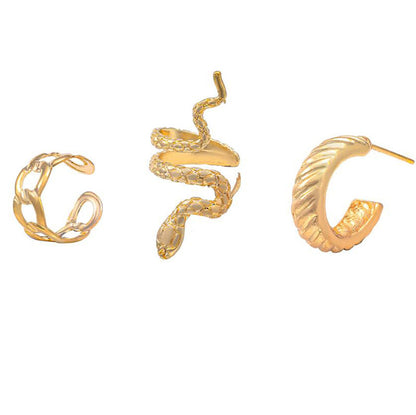 Retro Snake Suit Three-piece Shaped Cold Earrings