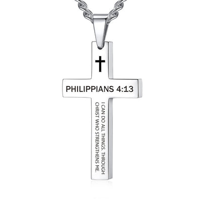 Cross Stainless Steel Color Oval Buckle Necklaces