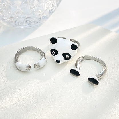 Cute Panda Female Niche Personality Puppy Index Rings