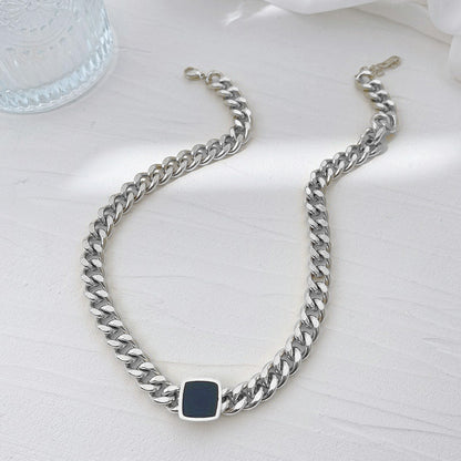 Women's Thick Straps Hip Hop Black Square Necklaces