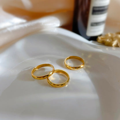Titanium Steel Female Polygon Cut Surface Design Simple Rings