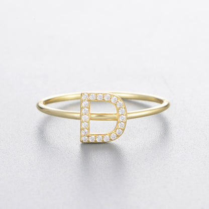 Women's Sier Zircon With English Letters Simple Rings